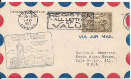 Canada First Flight Cover London - Windsor 15-7-1929 - Primeros Vuelos