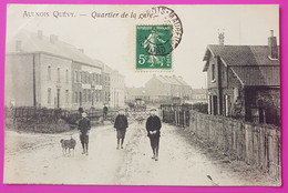 Cpa Aulnois Quevy Quartier Gare Passage à Niveau Carte Postale Hainaut Belgique Rare - Quévy