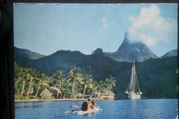 ►   Pirogue   Voilier MOOREA Carte TAI  (Tahiti) -   POLYNESIE   FRANÇAISE (Léger Pli) - Polynésie Française