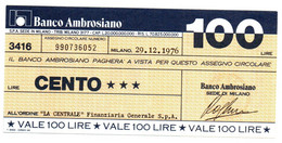 1976 - Italia - Banco Ambrosiano - "La Centrale" Finanziaria Generale S.p.A. ---- - [10] Assegni E Miniassegni