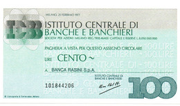 1977 - Italia - Istituto Centrale Di Banche E Banchieri - Banca Rasini S.p.A. ---- - [10] Assegni E Miniassegni