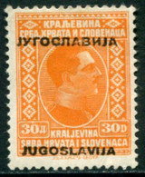 YUGOSLAVIA 1933 Overprinted Portrait Definitive 30 D. MNH / **.  Michel 268 - Ongebruikt