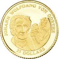 Monnaie, Libéria, Goethe, 25 Dollars, 2001, American Mint, Proof, FDC, Or - Liberia