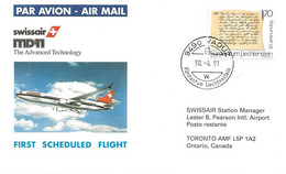 Liechtenstein: 1991 Swissair Air Mail Brief Zürich - Toronto - Covers & Documents