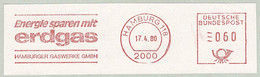Deutsche Bundespost 1980, Freistempel / EMA / Meterstamp Gaswerke Hamburg, Erdgas, Gaz, Energie Sparen / Save Energy - Gas