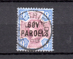 UK 1887 Old 9 P. Overprinted Govt Parcels Stamp Luxury Used South Shields - Servizio