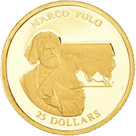 Monnaie, Libéria, Marco Polo, 25 Dollars, 2001, American Mint, Proof, FDC, Or - Liberia