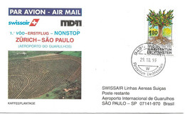 Liechtenstein: 1993 Swissair Air Mail Brief Zürich - São Paulo - Covers & Documents