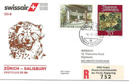 Liechtenstein: 1982 Swissair Air Mail Brief Zürich - Salisbury - Briefe U. Dokumente