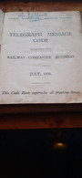 Telegraph Message Code To Be Used Upon Railway Companies' Business LONDON MIDLAND AND SCOTTISH RAILWAY 1939 - Altri & Non Classificati