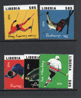 OLYMPICS - LIBERIA- 2014 - SOCHI WINTER OLYMPICS SET OF 5 MINT NEVER HINGED - Hiver 2014: Sotchi