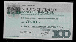 ITALIE – Stituto Centrale Di Banche E Banchieri A Banca Cuneese Lamberti Meinardi & C. S.P.A. 1977) - 100 Lires - [ 4] Emissioni Provvisorie