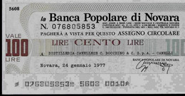 ITALIE – Banca Populare Di NOVARA A Distilleria Canellese C. Bocchino & C. S.p.A. – CANELLI (1977) – 100 Lires - [ 4] Vorläufige Ausgaben