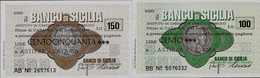 ITALIE – La Banco Di SICILIA A Astfar – CATANIA (1977) – Lot De 2 Billets : 100 Et 150 Lires - [ 4] Emissioni Provvisorie