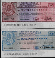 ITALIE – Instituto Bancario SAN PAOLO Di TORINO  (1976/977) - Lot De 2 Billets : 100 Et 200 Lires - [ 4] Emissioni Provvisorie