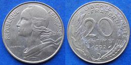 FRANCE - 20 Centimes 1992 KM# 930 Fifth Republic Franc Coinage(1959-2001) - Edelweiss Coins - 20 Centimes