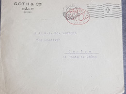 EMA Suisse 20 (289 Sté GOTH), Lettre De Bâle (flamme Croix Rouge) Le 26.01 1926 Pour Genève - Frankeermachinen