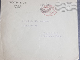 EMA Suisse 20 (289 Sté GOTH), Lettre De Bâle (flamme Croix Rouge) Le 26.01 1926 Pour Genève - Postage Meters