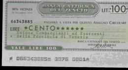 ITALIE – Banca Catolica Del VENETO A Unione Commercianti Ed Esercenti Della Provincia Di VENEZIA (1976) – 100 Lires - [ 4] Voorlopige Uitgaven