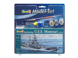 Revell - SET Cuirassé USS MISSOURI WWII + Peintures + Colle Maquette Kit Plastique Réf. 65128 Neuf NBO 1/200 - Boats