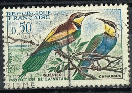 FR VAR 54 - FRANCE N° 1276 Obl. Guêpier Variété Lettres évidées Et Cadre Supérieur Interrompu - Used Stamps