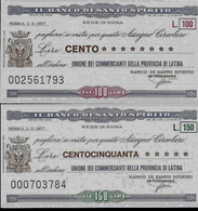 ITALIE – Il Banco Di SANTO SPIRITO All Ordine Unione Dei Ommercianti Della Provincia Di LATINA (1977) – Lot De 2 ----> - [ 4] Emisiones Provisionales