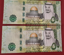 Saudi Arabia 50 Riyals 2016, 2017, 2021 P-40 A , B , C UNC Three Notes From A Bundle One Of Each Date 150 Riyals - Arabia Saudita