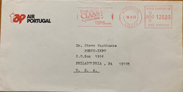 PORTUGAL 1992, COVER USED TO USA , AIR PORTUGAL,  RED METER MACHINE SLOGAN . - Storia Postale