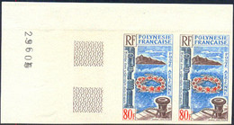 FRENCH POLYNESIA(1965) Painting From Canteen. Imperforate Corner Pair. Scott No C38, Yvert No PA15. - Non Dentelés, épreuves & Variétés