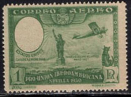 SPAIN(1930) Lindbergh. Statue Of Liberty. Cat. Stamp With Image Of Lindbergh Missing. Scott No C56, Yvert No PA82. - Variétés & Curiosités