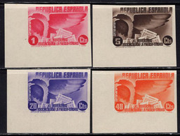 SPAIN(1936) Eagles. Scott No C73, C75, C78, C81. Yvert No PA96, 98, 101, 104. Imperforate Corner Stamps. - Errors & Oddities