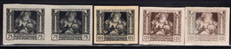 CZECHOSLOVAKIA(1919) Mother And Child. Set Of 5 Imperforate Proofs Printed On Card Stock. Scott Nos B127-9. - Proofs & Reprints