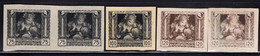 CZECHOSLOVAKIA(1919) Mother And Child. Set Of 5 Imperforate Proofs Printed On Card Stock. Scott Nos B127-9. - Ensayos & Reimpresiones