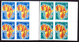 CONGO(1979) Map Of Africa. Youth. Set Of 2 Imperforate Corner Blocks Of 4. Pan-African Youth. Scott Nos C248-9 - Autres & Non Classés