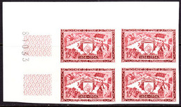 FRANCE(1954) Stenay. Trial Color Proof Corner Block Of 4. Scott No 727. Yvert No 839. - Pruebas De Colores 1945-…