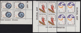 NORTHERN CYPRUS(1978) National Oath. Set Of 3 Corner Blocks Of 4 Overprinted ORNEK (specimen). Scott Nos 60-2 - Otros & Sin Clasificación