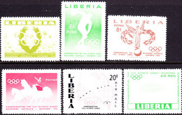 LIBERIA(1956) Melbourne Olympics. Another Set Of 6 With Different Colors Missing. Scott Nos 358-61,C104-5. - Estate 1956: Melbourne