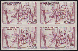 FRENCH WEST AFRICA(1947) Kouandé Weaving. Imperforate Block Of 4. Scott No 41, Yvert No 29. - Andere & Zonder Classificatie
