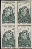 FRENCH WEST AFRICA(1947) Mauritania Woman. Imperforate Block Of 4. Scott No 49, Yvert No 37. - Andere & Zonder Classificatie