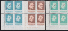 NORTHERN CYPRUS(1978) Kemal Ataturk. Set Of 3 Corner Blocks Of 4 Overprinted ORNEK (specimen). Scott 63-5/ - Other & Unclassified