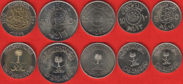 Saudi Arabia Set Of 5 Coins: 5 - 100 Halalah 1977-2015 UNC - Saoedi-Arabië