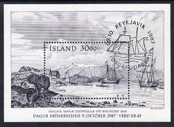 ICELAND 1987 Stamp Day Block  Cancelled.  Michel Block 8 - Blokken & Velletjes