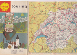 DEPLIANT TOURISTIQUE SHELL TOURING SUISSE AVEC CARTE ANNEE 1960 - Suisse