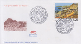 Enveloppe  FDC  1er   Jour    SAINT  PIERRE  Et  MIQUELON   Les  GRAVES  De   L' ILE  AUX  MARINS  1999 - FDC