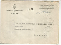 CC CON FRANQUICIA AYUNTAMIENTO DE CASPE ZARAGOZA 1973 - Postage Free