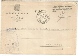 FRONTAL CON FRANQUICIA AYUNTAMIENTO DE BIOTA ZARAGOZA 1974 - Postage Free