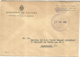 CC CON FRANQUICIA MINISTERIO EDUCACION Y CIENCIA DELEGACION BARCELONA 1980 - Franquicia Postal