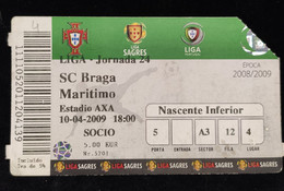 C1/6 - BRAGA - MARÍTIMO * Campeonato *Bilhete* Billet * Ticket * Futebol * Football* Portugal - Tickets - Vouchers