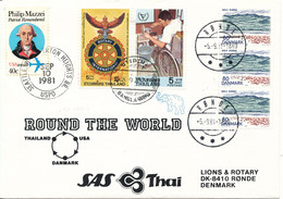 Denmark Round The World Flight SAS & Thai Refugee Help Children In Thailand With US -Thai And Denmark Stamps On The Cove - Lettres & Documents