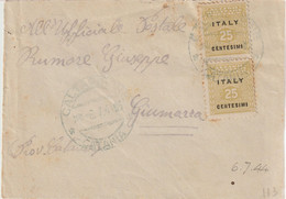 113-Amgot-Occupazione Alleata Sicilia-Bustina X Biglietto Da Visita Con Coppia 25c. Da Catania A Giumarra - Britisch-am. Bes.: Sizilien